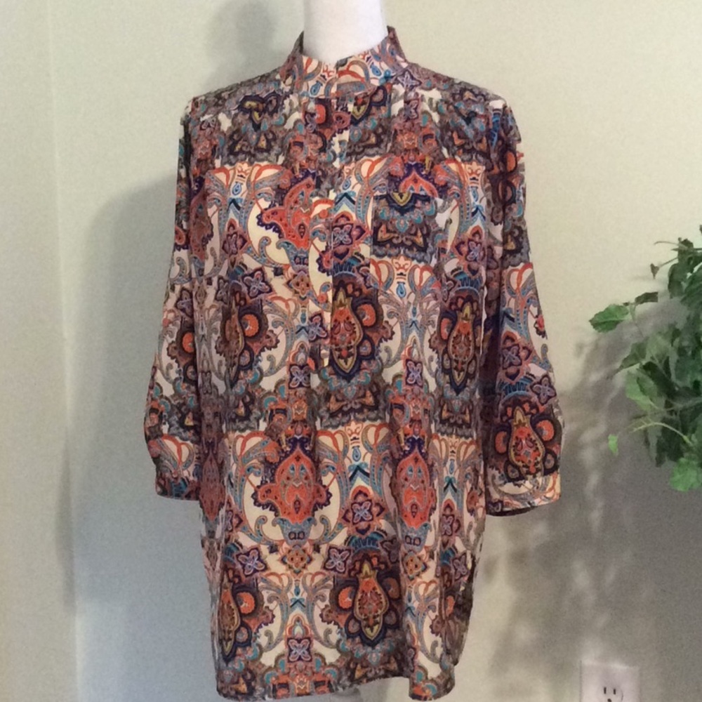❤️ L/S DEPRI mandarin collar tunic,, size Large